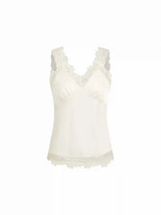 Satin Lace Trim V-neck Cami & Mid Rise Shorts Loungewear Set