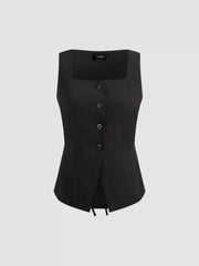 Woven Square Neck Waistcoat