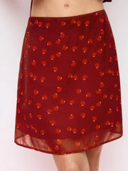 Chiffon Cherry Graphic Mid Rise A-line Midi Skirt