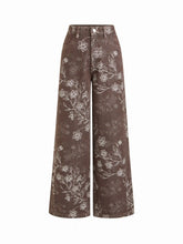 Cotton-blend Low Rise Floral Wide Leg Trousers