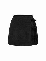 Tweed Mid Rise Bowknot Mini Skirt Curve & Plus