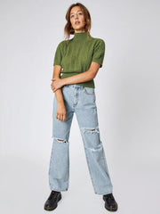 Wool-blend Texture High Neck Sweater