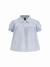 Cotton-blend Plaid Puff Sleeve Blouse Curve & Plus