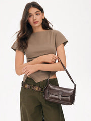 BUCKET DECOR FAUX LEATHER SHOULDER BAG