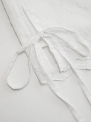 Cotton-blend Mid Rise Embroidery Tie Side Split Pointed Hem Oversized Shorts Curve & Plus