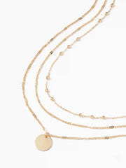 ROUND BEADED PENDANT LAYERED NECKLACE