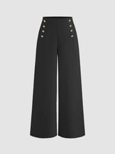 Button Front Wide Leg Pants