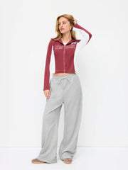 Drawstring Pull-On Wide Leg Sweatpants