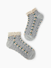 3 PAIRS FLORAL ANKLE SOCKS