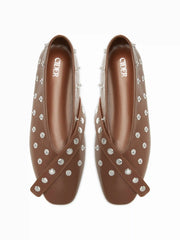 SQUARE TOE STUDDED FLATS