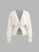 Knit V-neck Metallic Button Cardigan