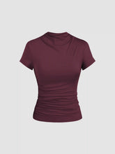 High Neck Ruched Short Sleeve Tee
