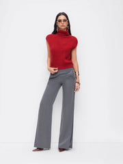Knit High Neck Solid Vest