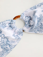 Toile de Jouy O-Ring Bandeau Bikini Top