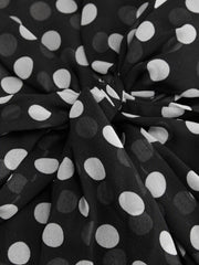 Chiffon Polka Dot Halter Neckline Ruched Shirt Bodysuit