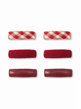 6 PCS TARTAN & FAUX LEATHER HAIR CLIPS