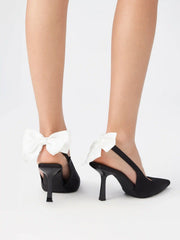 BOWKNOT POINTED TOE SLINGBACK HEELS