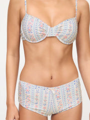 Floral Sweetheart Underwire Top & Low Rise Bowknot Shorts Bikini Set