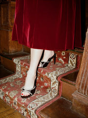 FAUX PEARL SATIN HEELS
