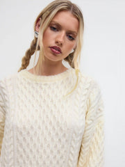 Cable Knit Round Neckline Mini Dress