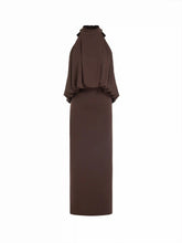 Halter Neckline Draped Ruched Straight Maxi Dress