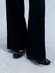 SQUARE TOE STAR STUDDED FLATS