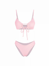 Cut Out Front Tied Bikini Swimsuit