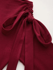Asymmetrical Neck Ruched Knotted Mini Dress