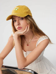 FLOWER EMBROIDERED BASEBALL HAT