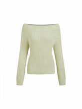 Knit Wool-blend Off-shoulder Long Sleeve Top