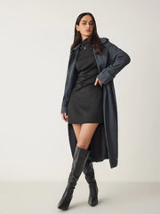 Turtleneck Sleeveless Ruched Mini Dress