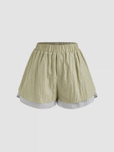 Mid Rise Striped Patched Shorts