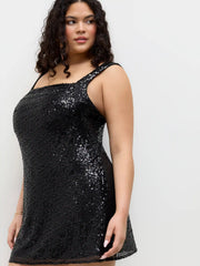 Sequin U-neckline Ruched Mini Dress Curve & Plus