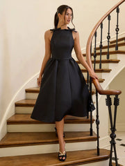 Off-shoulder Bowknot Lace Up A-line Maxi Dress