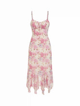 Floral Mid Rise Drawstring Cami Maxi Dress