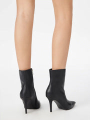 POINTED TOE FAUX LEATHER ANKLE BOOTS