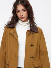 Toggle Button Collar Two Tone Oversized Jacket