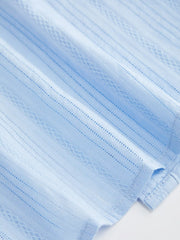 Cotton Textured Striped Bell Sleeve Shirt