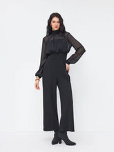 High Neck Ruched Knotted Wide Leg Jumpsuit