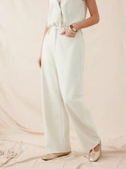 Linen-blend Mid Rise Striped Tapered Trousers