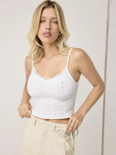 Broderie Anglaise Solid Lace Trim Crop Cami Top