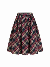 Cotton-blend Mid Rise Plaid A-line Midi Skirt