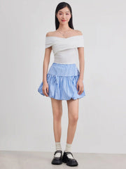 Bowknot Gingham Bubble Hem Mini Skirt