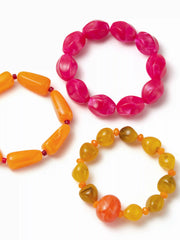 3PCS RESIN BEADED BRACELET