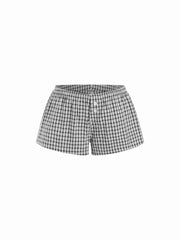 Cotton-blend Low Rise Checks Micro Shorts