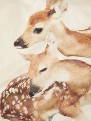 Deer Graphic V-neck Long Sleeve Two Tone Ruched Tee