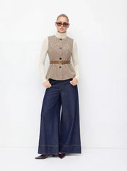Wool-blend Stand Collar Long Sleeve Tee