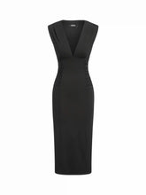 Jersey V-Neck Ruched Split Maxi Dress