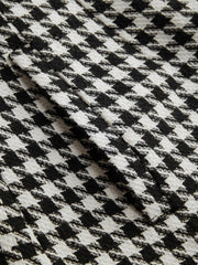 Tweed Houndstooth Collar Rhinestone Detail Cinched Waist Blazer