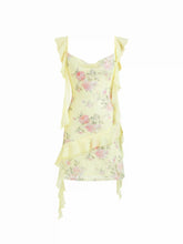 Lace Floral Sweetheart Ruffle Sleeve A-line Mini Dress